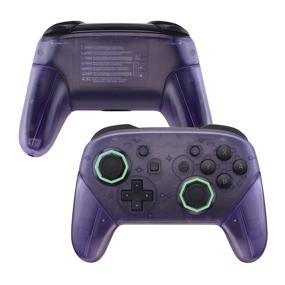 img 4 attached to 🕹️ Transform your Gaming Experience with eXtremeRate Clear Atomic Purple Octagonal Gated Sticks Faceplate Backplate Handles for Nintendo Switch Pro Controller