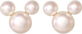 img 4 attached to 💎 Officially Licensed Disney Mickey Mouse Fresh Water Pearl Stud Earrings in 14K Gold