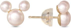 img 1 attached to 💎 Officially Licensed Disney Mickey Mouse Fresh Water Pearl Stud Earrings in 14K Gold