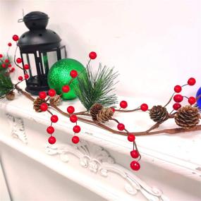 img 2 attached to 🎄 6-Foot Christmas Garland Decor with Pine Cones, Red Berries, and Bristle Pine: Xmas Decoration for Indoor/Outdoor, Home Mantle, Fireplace, Holiday Decor