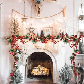 img 1 attached to 🎄 6-Foot Christmas Garland Decor with Pine Cones, Red Berries, and Bristle Pine: Xmas Decoration for Indoor/Outdoor, Home Mantle, Fireplace, Holiday Decor