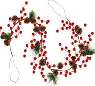 🎄 6-foot christmas garland decor with pine cones, red berries, and bristle pine: xmas decoration for indoor/outdoor, home mantle, fireplace, holiday decor logo