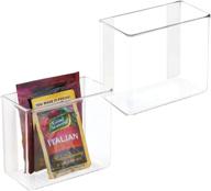 🗄️ mdesign clear plastic adhesive mount storage organizer container - 2 pack, 6 inch wide - space saving holder for kitchen/pantry wall organization, sandwich bags and foil - linge collection логотип