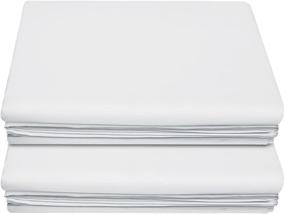 img 4 attached to Twin Size Extra Soft Brushed Microfiber Flat White Sheets, 🛏️ 2-Pack of LiveComfort Flat Sheets, Machine Washable Wrinkle Free Breathable (White+White, Twin)