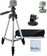 📷 high-performing 50-inch aluminum camera tripod | bubble level indicator for gopro hero cameras + tripod mount | includes ecostconnection microfiber cloth logo