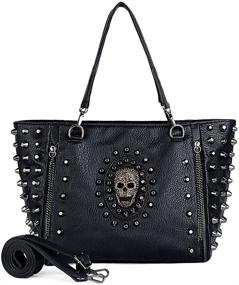 img 1 attached to 👜 Studded Shoulder Women's Handbags & Wallets in Washed Leather - UTO Shoulder Bags