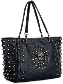 img 4 attached to 👜 Studded Shoulder Women's Handbags & Wallets in Washed Leather - UTO Shoulder Bags