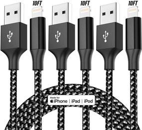 img 4 attached to 📱 Apple MFi Certified iPhone Charger, 3 Pack 10FT Bkayp Lightning to USB Cable Compatible with iPhone 12/11 Pro/11/XS MAX/XR/8/7/6s/6/plus, iPad Pro/Air/Mini, iPod Touch - Black White