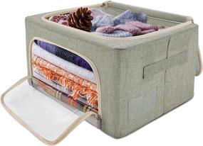 img 1 attached to 📦 Awekris Stackable Storage Bins Box: Organize with Ease, Foldable Clothes Organizer with Clear Window & Carry Handles - Ideal for Clothes, Blankets, Closets, Bedrooms, and More! (Set of 2, Medium, Light Green)