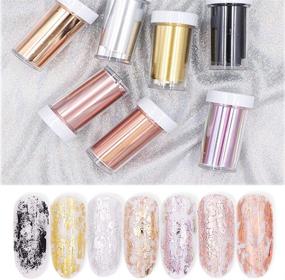 img 4 attached to BornBeauty 7 Цветов розовые фольги для ногтей: Превратите свои ногти в Звездное небо с блестками и голографическими подсказками для ногтей!