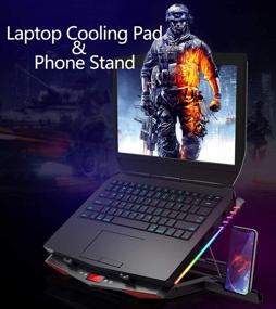 img 3 attached to MeFee RGB Laptop Cooling Pad: Powerful 6-Fan Cooler for 15.6-21 Inch Gaming Laptops with Button Control and Sleek Metal Panel