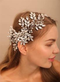 img 2 attached to 💍 Beryuan Silver Bridal Rhinestone Crystal Flower Wedding Hair Comb - Large Hair Accessory with Pearl Embellishments for Bride, Bridesmaid, Girls - Perfect Gift for Her!