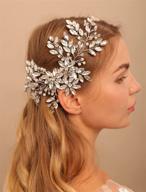 💍 beryuan silver bridal rhinestone crystal flower wedding hair comb - large hair accessory with pearl embellishments for bride, bridesmaid, girls - perfect gift for her! logo