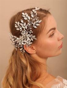 img 1 attached to 💍 Beryuan Silver Bridal Rhinestone Crystal Flower Wedding Hair Comb - Large Hair Accessory with Pearl Embellishments for Bride, Bridesmaid, Girls - Perfect Gift for Her!