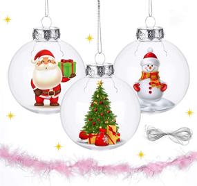 img 4 attached to 🎄 12 Piece Clear Fillable Christmas Ornaments Balls, Transparent Plastic Baubles Decorations for Trees, 80mm Size