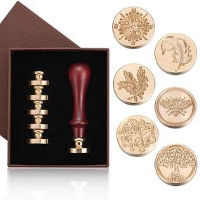 img 4 attached to 💌 Wax Seal Stamp Set - Classic Wax Stamps for Wedding Letters, Invitations, Envelopes, Packages - Includes 1 Wooden Handle and 6 Brass Heads (Tree of Life, Bee, Rosemary, Compass, Feather, For You)