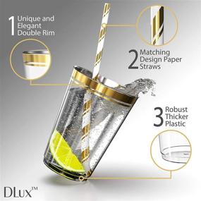 img 1 attached to 🥂 Gold Rim Cups with Paper Straws – 100 Elegant Cocktail & Dessert Tumblers for Weddings & Special Events