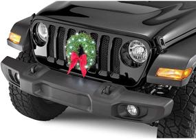 img 4 attached to 🎄 2021 TACTIK Christmas Wreath for Car, Truck, or SUV with White LED Lights - Premium Pre-Lit Xmas Car Decoration - 12V Plug-in & Front Grille Mount