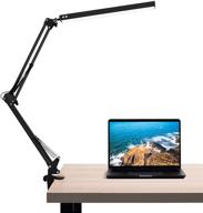 💡 black led swing arm desk lamp with clamp, eye-care architect table lamp, 3 color modes & 10 brightness levels, memory function for home office логотип