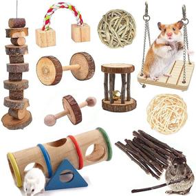 img 1 attached to AWITHZ Hamster Chew Toys: Enhance Dental Care with Natural Wooden Pine for Rats, Chinchillas, Guinea Pigs, Birds, Bunnies, Rabbits, Gerbils