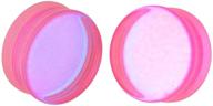 🌈 mystic metals double flare pink/aqua iridescent glass plugs (pg-544) - body jewelry pair logo