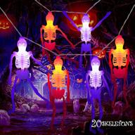 🎃 halloween lights 20 led 10 ft outdoor halloween decorations with 20pcs skeleton battery operated skull lights 2 modes halloween string lights for indoor home decor orange and purple (1 pack) logo