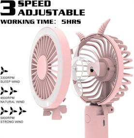 img 3 attached to 🌬️ MOKATA Mini Portable Fan - Rechargeable Electric USB with LED Light, Handheld or Desk Foldable Cooling for Outdoors Travel - Pink - Enhanced SEO