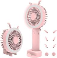 🌬️ mokata mini portable fan - rechargeable electric usb with led light, handheld or desk foldable cooling for outdoors travel - pink - enhanced seo logo