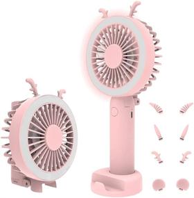 img 4 attached to 🌬️ MOKATA Mini Portable Fan - Rechargeable Electric USB with LED Light, Handheld or Desk Foldable Cooling for Outdoors Travel - Pink - Enhanced SEO