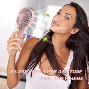 img 2 attached to 🌬️ MOKATA Mini Portable Fan - Rechargeable Electric USB with LED Light, Handheld or Desk Foldable Cooling for Outdoors Travel - Pink - Enhanced SEO