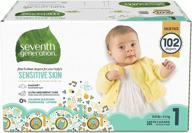 👶 seventh generation baby diapers: hypoallergenic animal prints, size 1, 102 count (varied packaging) - gentle on sensitive skin! logo