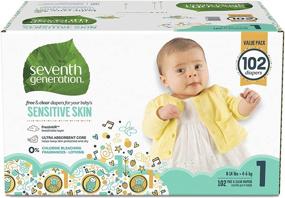 img 4 attached to 👶 Seventh Generation Baby Diapers: Hypoallergenic Animal Prints, Size 1, 102 Count (Varied Packaging) - Gentle on Sensitive Skin!