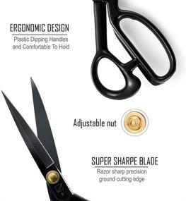 img 2 attached to ✂️ Premium 9 Inch Sewing Scissors - Heavy Duty Fabric Dressmaking Shears for Crafting, Leather, Tailoring & More (Black, Right-Handed)