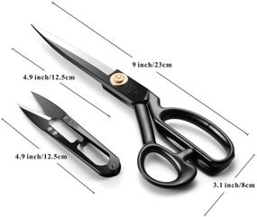 img 1 attached to ✂️ Premium 9 Inch Sewing Scissors - Heavy Duty Fabric Dressmaking Shears for Crafting, Leather, Tailoring & More (Black, Right-Handed)