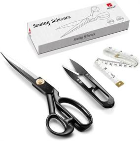 img 4 attached to ✂️ Premium 9 Inch Sewing Scissors - Heavy Duty Fabric Dressmaking Shears for Crafting, Leather, Tailoring & More (Black, Right-Handed)