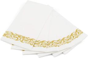 img 3 attached to 200 Pack Floral Linen-Feel Decorative Hand Napkins - Foraineam Disposable Paper Guest Towels