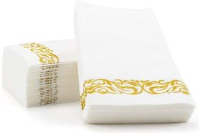 img 4 attached to 200 Pack Floral Linen-Feel Decorative Hand Napkins - Foraineam Disposable Paper Guest Towels