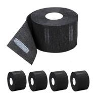 disposable paper barber neck strips - professional stretchy paper neck band for salon haircut styling - 5 rolls/500 strips - black logo