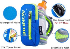 img 2 attached to AONIJIE Handheld Water Bottle for Running - 250ml Sports Hydration Pack with Handheld Strap (Blue)