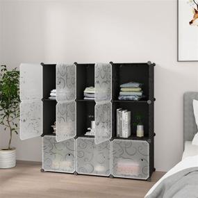 img 3 attached to 📦 BASTUO Cube Storage Organizer Cabinet, 9 DIY Plastic Closet Organizer, Modular Bookcase Storage Shelves with Doors, Office & Living Room Cube Organizer in Black