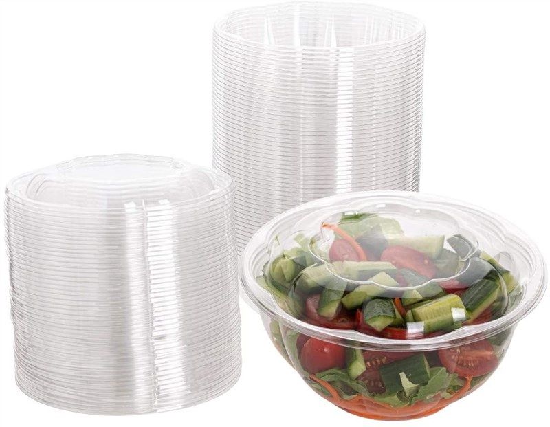 50 Pack Plastic Salad Bowl 32 Oz Disposable Salad Container With Airtight  Lids