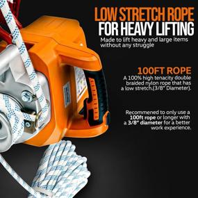 img 1 attached to 🏋️ SuperHandy Electric Portable Winch Capstan Hoist: Powerful 1000-2000 Max Pulling Force for Forestry, Hunting, Garden, Off-Road | Brushless Motor, Li-Ion Battery, Low Stretch Rope Included