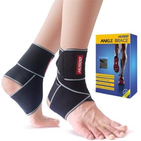 img 4 attached to 🏋️ Husoo Breathable Ankle Brace: Compression Ankle Support for Sports Protection, Ankle Sprains & Plantar Fasciitis - One Size Fits All