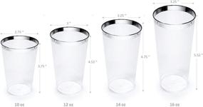 img 1 attached to 💯 100-Pack of Clear and Silver Rimmed Tumblers for Wedding Parties by 'OCCASIONS' - Disposable Plastic Cups (10 Oz)