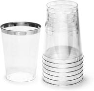 💯 100-pack of clear and silver rimmed tumblers for wedding parties by 'occasions' - disposable plastic cups (10 oz) logo