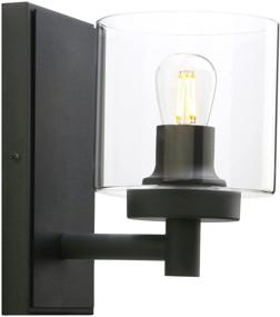 img 4 attached to 🚀 Pathson Vintage Wall Sconce with Clear Glass Shade - 1-Light Industrial Wall Mount Light Fixture for Bathroom, Vanity Mirror, Hallway, Kitchen - Metal Base - 4.9" Shade Size - Black