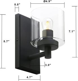 img 3 attached to 🚀 Pathson Vintage Wall Sconce with Clear Glass Shade - 1-Light Industrial Wall Mount Light Fixture for Bathroom, Vanity Mirror, Hallway, Kitchen - Metal Base - 4.9" Shade Size - Black