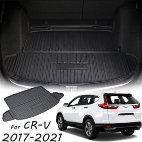 img 4 attached to 🚗 CARORMOKE Trunk Mat Cargo Tray Black 2021 Compatible with 2017-2020 Honda CRV (Not Suitable for Trunks with Subwoofer or Honda CRV Touring)