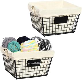 img 4 attached to 📦 X-cosrack Foldable Wire Baskets with Liner: Reusable, Wall Mounted Metal Food Storage Organizer for Kitchen Cabinet, Pantry, Laundry Closet - 2 Pack