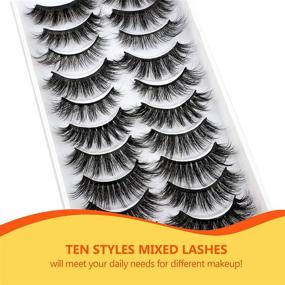 img 3 attached to FANXITON 10 Styles Mixed False Eyelashes: Fluffy Volume, Thick, Crossed 3D Faux Mink Lashes - 10 Pairs Pack